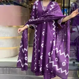 ARANGETRAM Floral Printed V-Neck Empire A-Line Kurta With Palazzos & Dupatta-picture-10