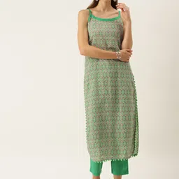 SheWill Women Grey Printed Regular Kurta with Palazzos-image-36