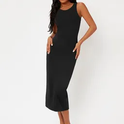 BAESD Women Round Neck Shoulder Straps Sheath Midi Dress-picture-42
