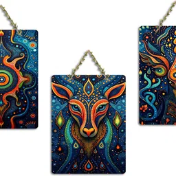 artvibes Psychedelic Sacred Animal Cosmic Universe Art Wall Hanging For Home (WH_9677N) Pack of 3-picture-22