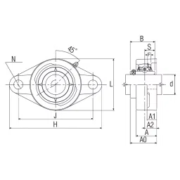 KOYO Two Bolt Flange Bearing, Inner Dia 20 mm, Length 60 mm, Width 31 mm, UCFL204JD1K2 image 2