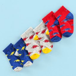 Cute Walk by Babyhug Anti Bacterial Ankle Length Socks Diano Design Pack Of 3 - Multicolour-picture-15