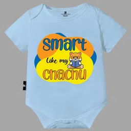 The Peppy Tend 100% Cotton Half Sleeves Family Theme mart Like My Chachu Text Printed Onesie - Blue-image-51