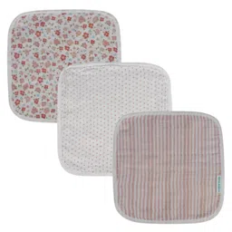 Abracadabra Cotton Muslin Wipes Vintage Floral Pack of 3 - Pink-image-8