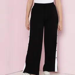 Lil Tomatoes Cotton Looper Side Taped Track Pants - Black image 1