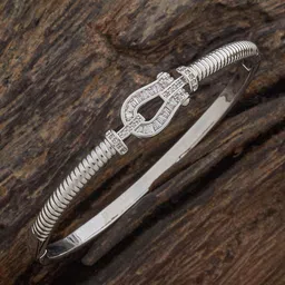 Kushal's Fashion Jewellery Rhodium-Plated Zircon-Studded Bangle-picture-19