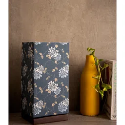 Green Girgit Lamp with Wooden Base Golden Leaves Print image 2