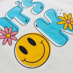 kookie kids india Kookie Kids Single Jersey Knit Full Sleeves T-Shirt With Its Ok Text Print - Offwhite image 3