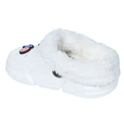 Yellow Bee Marvel Featuring Captain America Applique Detailed Perforated Plush Line Detailed Clogs - White image 4