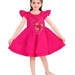 Pragya Exclusive Girls Floral Applique Cap Sleeves Fit & Flare Dress-picture-29