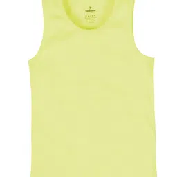 Kiddopanti Cotton Knit Pack of 3 Sleeveless Solid Vests - Yellow Navy Blue & Pista Green image 5