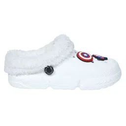 Yellow Bee Marvel Featuring Captain America Applique Detailed Perforated Plush Line Detailed Clogs - White image 5
