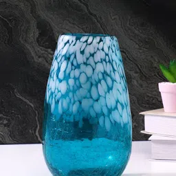 TAYHAA Turquoise Blue & White Speckled Glass FlowerVases-picture-27