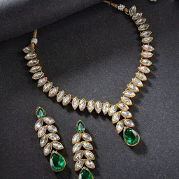 Peora Gold-Plated Crystals-Studded Jewellery Set image 1