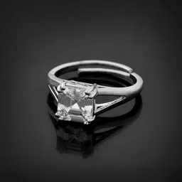 Voylla Rhodium-Plated American Diamond-Studded Finger Ring-image-78