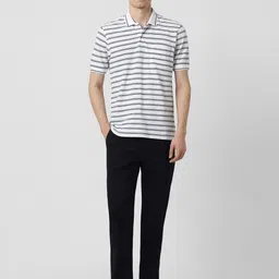 Peter England Men Striped Polo Collar Pockets T-shirt image 4