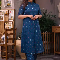 Aaghnya Women Plus Size Ethnic Motifs Printed Regular Kurta with Trousers-image-45