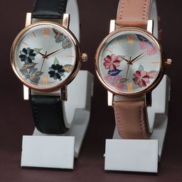 VIRAKTI Women Brass Printed Dial & Leather Bracelet Style Straps Analogue Watch F-49-BLACK-PINK-25-picture-36