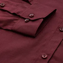MANQ Men Maroon Solid Smart Formal Shirt image 3