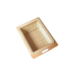 Dorset Wicker Basket With Wooden Runner Brown 450x500x150 mm Size, WB450PVC150 image 1