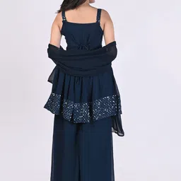 BAESD Girls Yoke Design Sleeveless Pleated Georgette Anarkali Kurta With Palazzo & Dupatta image 4