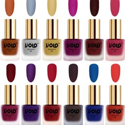 VOLO Set Of 12 Velvet Matte Nail Polish - 8 ml Each Shade - Magenta- Coral- Metallic Darr-picture-6