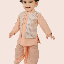 Little Desi Boys Regular Sequinned Kurta with Dhoti Pants image 3