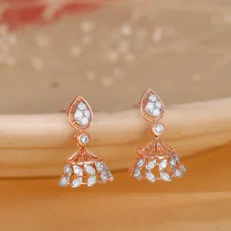 GIVA Women Rose Gold Luma Diamond Jhumki-picture-23