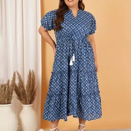Indietoga Floral Print Puff Sleeve Fit & Flare Maxi Dress-picture-40