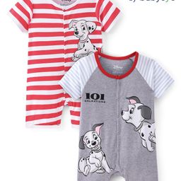 Babyoye Disney Single Jersey Knit Half Sleeves Rompers 101 Dalmatians Graphics Pack of 2 - Grey & Red-picture-6