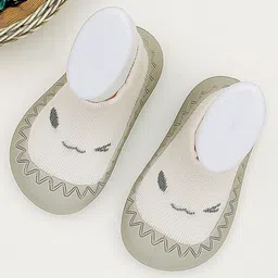 Infantso Teddy Toes Anti-Skid Cotton Socks Shoes with Rubber Sole for Walking Babies & Toddlers - Cream-picture-18
