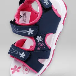 Toothless Floral Printed Triple Velcro Closure Sandals - Navy Blue-picture-18