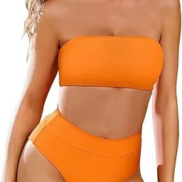 Self Design Women Bikini Orange Swimsuit-image-59