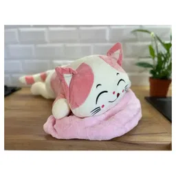 Tickles Sleeping Cat Soft Stuffed Plush Animal Toy for Kids Boys & Girls (Size: 45 cm Color: Pink) image 2