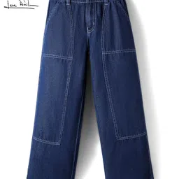 arias by lara dutta Arias Cotton Woven Full Length Straight Fit Washed Jeans - Blue image 2