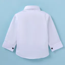 Robo Fry Cotton Woven Full Sleeves Solid Colour Party Shirt & Trouser With Bow Hat & Suspender - White image 3