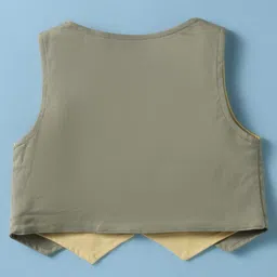 ToffyHouse Poplin Woven Half Sleeves 3 Piece Set With Bow & Floral Print- Yellow & White image 3