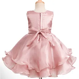 Bluebell Woven Sleeveless Layered Party Dress with Bow Applique - Light Pink image 3