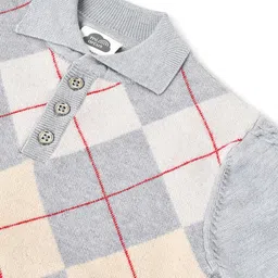 Mi Arcus Baby Boy Full Sleeves Argyle Checked Sweater Grey image 5
