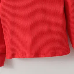Kookie Kids Cotton Full Sleeves Turtle Neck Top & Checkered Skirt Set - Red image 4
