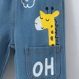 Mark & Mia Full Length Washed Jeans with Giraffe Print - Blue image 4