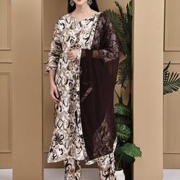 Rajnandini Women Floral Printed Regular Pure Cotton Kurta with Trousers & With Dupatta-picture-15