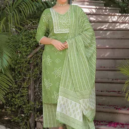 SANISA Women Printed Regular Sequinned Kurta with Palazzos & With Dupatta-picture-31