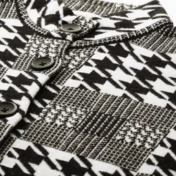 APSLEY Houndstooth Self-Design Mock Collar Button-Down Longline Cardigan image 4