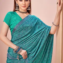 Saree mall Ethnic Motifs Pure Crepe Designer Block Print Sarees image 2