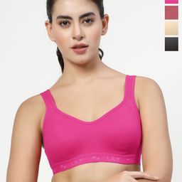 LILY Women Pack Of 4 Workout Full Coverage Non Padded Seamless Sports Bra-picture-3