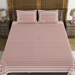 Myntra Elegant Homes Red Ethnic Motifs 210 TC King Bedsheet with 2 Pillow Covers-picture-39