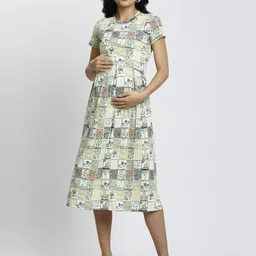 True Shape Floral Print Maternity A-Line Midi Dress-image-4