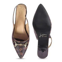 JM Looks Women Printed Pointed Toe Kitten Heels Sandals image 3