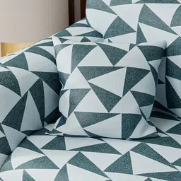 Aura White & Green Printed Polyester 1 Piece Sofa Cover With Arms image 4